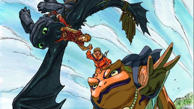 Collaborazione tra Naruto e Dragon Trainer e crossover tra Batman e Kagurabachi Collaborazione tra Naruto e Dragon Trainer e crossover tra Batman e Kagurabachi