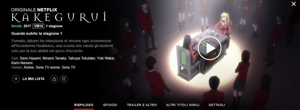 Netflix arricchisce il suo catalogo con Kakegurui e altri anime