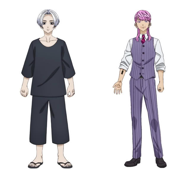 I design di Mikey e Haruchiyo Sanzu in Tokyo Revengers: Santen Sensō-hen, ambientato dodici anni dopo gli eventi principali della serie I design di Mikey e Haruchiyo Sanzu in Tokyo Revengers: Santen Sensō-hen, ambientato dodici anni dopo gli eventi principali della serie