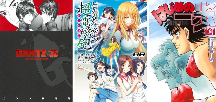 Cover Top 20 28/10/2012 - Gantz 35 - A Certain Scientific Railgun 8 - Hajime no Ippo 101